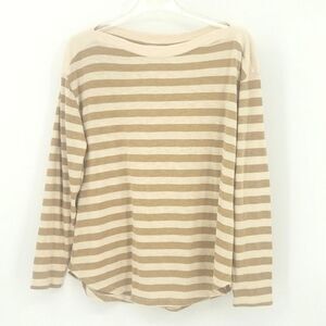 LOFT Boatneck Shirt Top Womens Size Large Soft Striped Clean Girl Everyday Norm